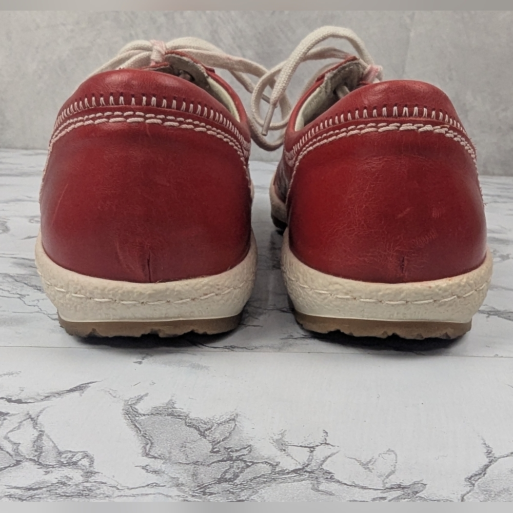 Josef Seibel Size 38 (Size 7-7.5) Red Leather Sneakers - Picture 5 of 11